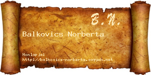 Balkovics Norberta névjegykártya